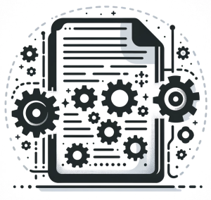 Icon graphic of a webpage with gears.