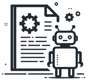 Robot standing next to a webpage.