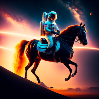 AI image of astronaut riding horse on Mars
