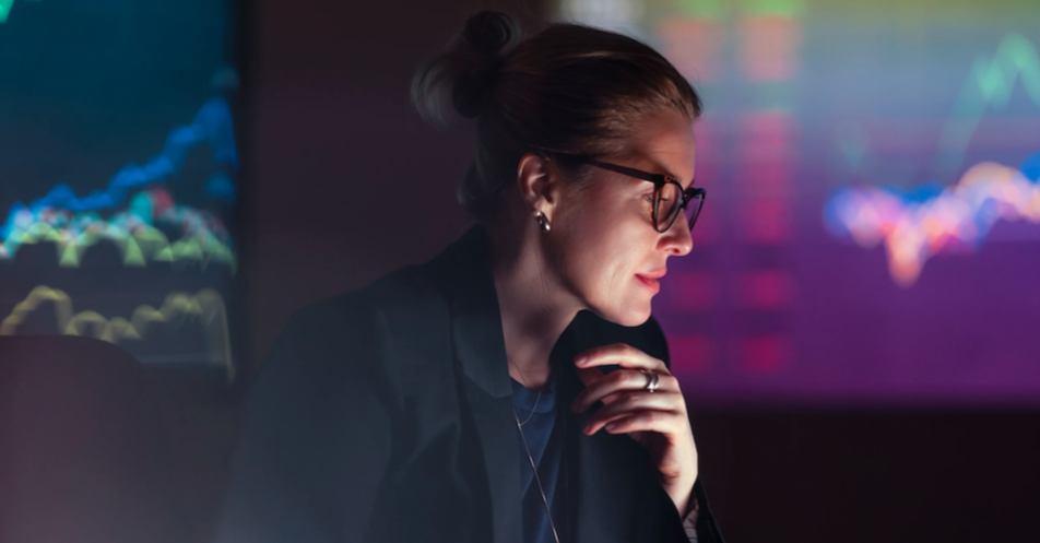 woman focusing on computer